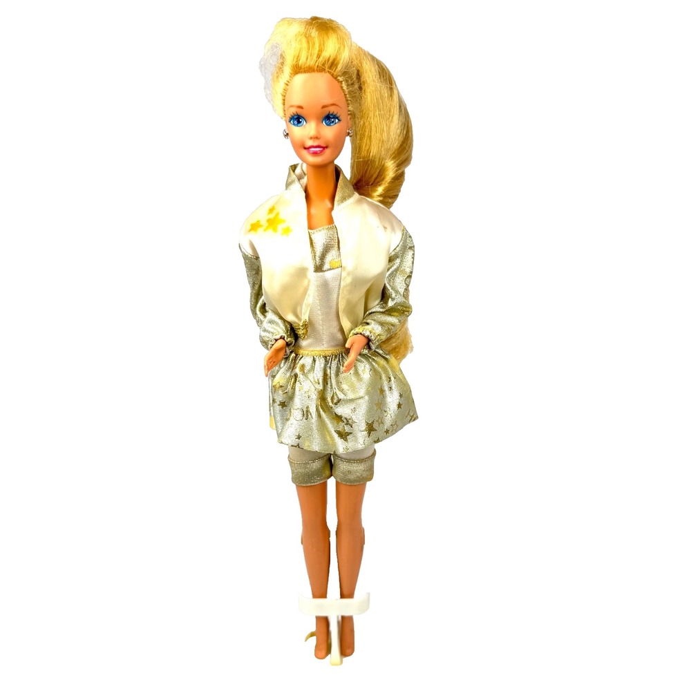 1992 Mattel Hollywood Hair Barbie Doll Blonde‎ Gold Outfit Jacket Shorts